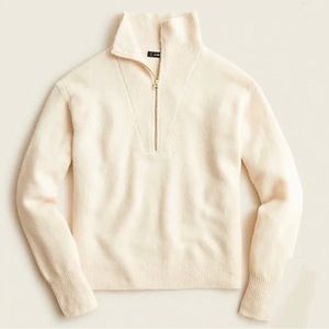 J. Crew Relaxed Half Zip Stretch Sweater, Heathered Muslin, size M